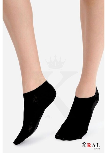 Kral Socks Düz Desen Sneakers Pamuklu Terletmez Unisex Çorap 6 Çift - Siyah