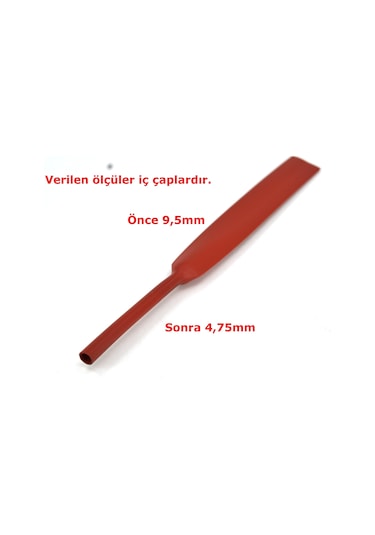 1 Metre 9,5mm Kırmızı Isı İle Daralan Makaron Kablo Izolasyon