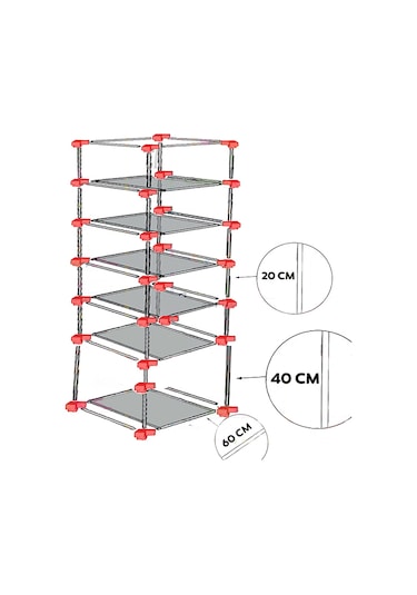 Çok Amaçlı Kullanıma Uygun Geniş 6 Katlı Bez Ayakkabılık Dolabı Siyah