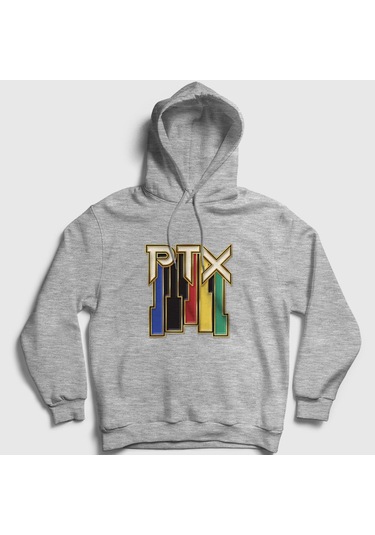 Presmono Unisex Vintage Pentatonix Kapüşonlu Sweatshirt Gri Melanj