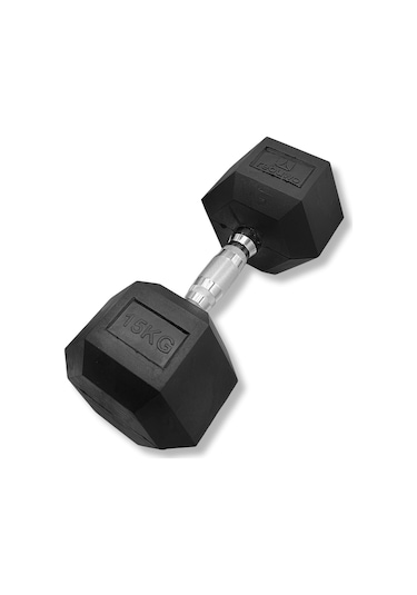 Rebuwo 15 KG 1 Adet Hex Dambıl Kauçuk Altıgen Dambıl Hex Dumbbell
