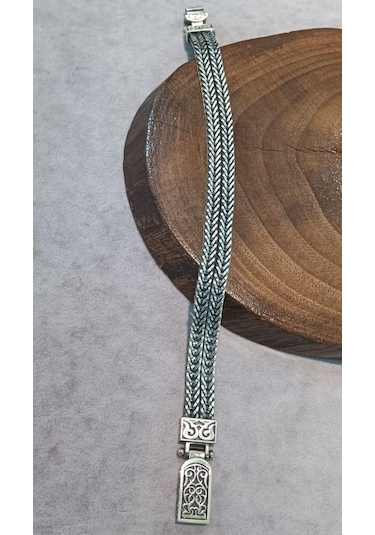 Gümüş Erkek Bileklik Midyat Hasırı Bileklik Gümüş Künye Bilezik Blk-420