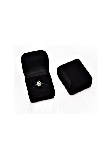 Kadife Siyah İnce Hediye Bayan Yüzük Kutusu Tkt04 Siyah