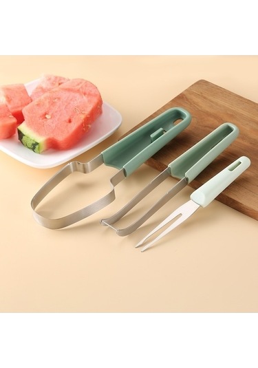 Ulzyvf Yeşil Soyucu Popsicle Paslanmaz Meyve Kesici Karpuz Dilimleme Çeliğim 3'ü 1 Arada Araçlar/ Yeşil