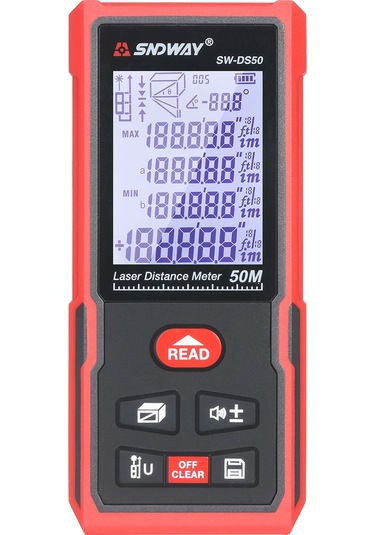 Reedark Sndway Sw-ds50 Taşınabilir Lazer Mesafe Ölçer, 50m Hassas Ölçüm, Kızılötesi Elektronik Cetvel, Pil Hariç