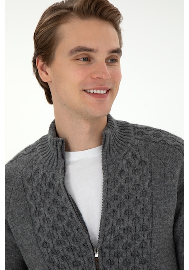 U.s. Polo Assn. Erkek Gri Melanj Hırka Triko 50294136-vr086 Gri Melanj