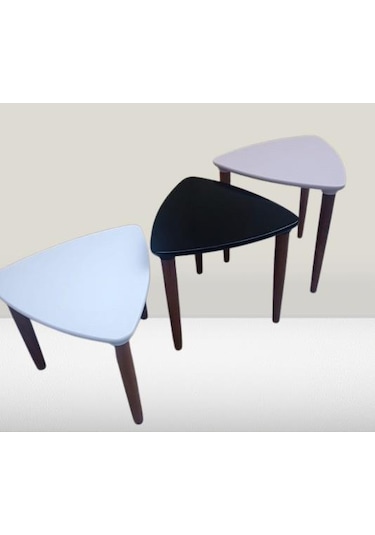 Zigon Sehpa Model 90517 Konik Ayak Üçgen Tabla Üç Renk Kutuda Sevk El Yapım