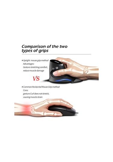 Zelotes T30 6 Tuşlu Dikey Kavramalı Çıkarılabilir Ergonomik Kablolu Fare 7 Renkli Solunum Işığı Diğer