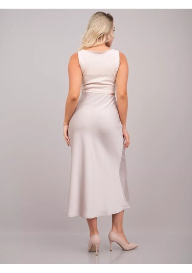 Yüksek Belli Saten Uzun Etekler 233448314 Bej