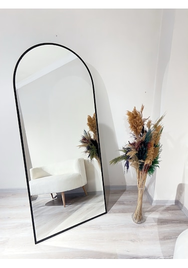 Ersan Dizayn Metal Çerçeve Ayaklı Boy Aynası Siyah 80 x 180 CM Siyah