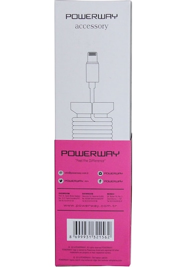 Powerway CX10 Örgülü Lightning Hızlı Şarj Kablosu 1.1 M Pembe