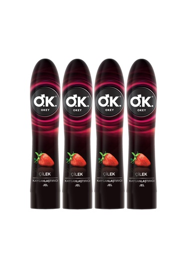 Okey Çilek Aromalı Kayganlaştırıcı Jel 4 x 100 ML