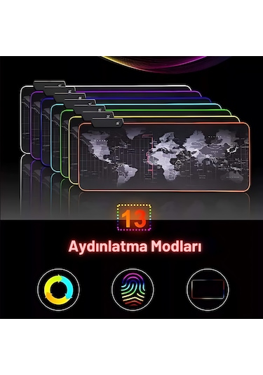 Dalong Dünya Haritalı Led Işıklı Mouse Pad 90x40 Cm