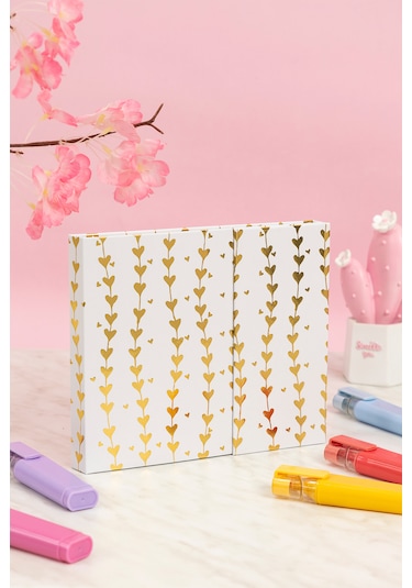 Studi Manyetik Kapaklı Notluk Seti - Kalp Desen