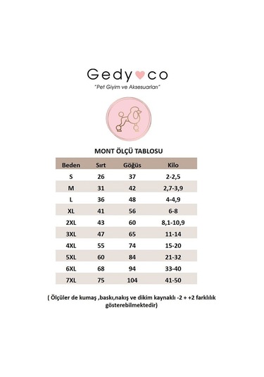 Gedyco Soft Toscano Kedi Köpek Mont