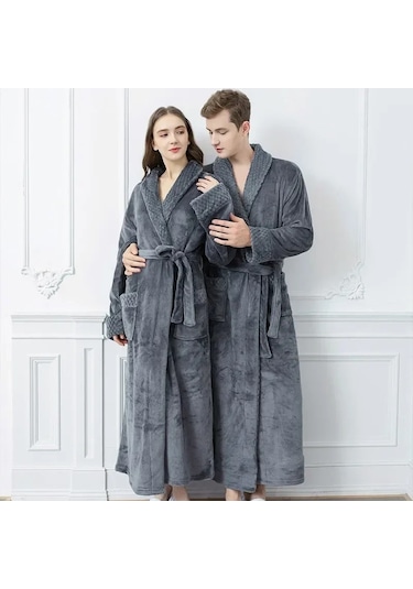 Kadın Sonbahar Ve Kış Sıcak Uzun Mercan Kadife Kalın Çift Banyo Çok Renkli