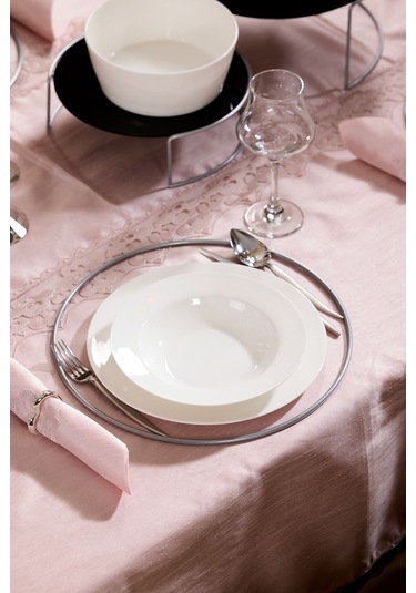 Edora Home Metal Yuvarlak Supla, Gümüş Amerikan Servis, Halka Runner - Paslanmaz Gümüş