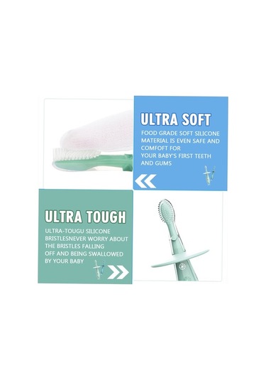 Didadodo Xindoker Silikon Diş Fırçası - 2'li Paket, Anti-boğulma Tasarımı, 0-5 Yaş İçin Çok Renkli Çok Renkli