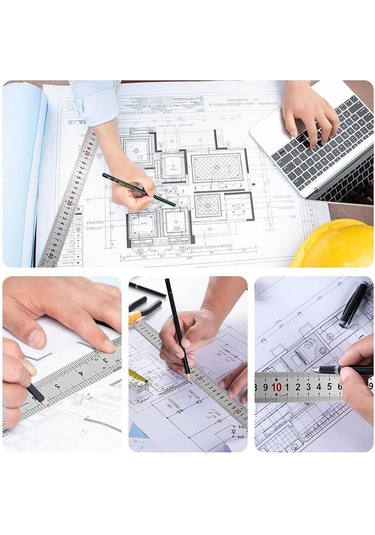 60cm 24 İnch - Çift Taraflı Paslanmaz Çelik Metal Cetvel - Kalınlık 1mm