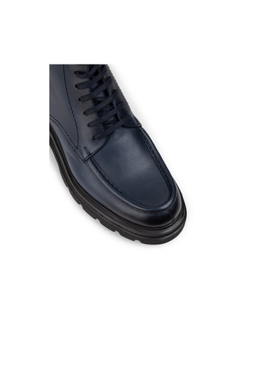 Deery Hakiki Deri Lacivert Fermuarlı Erkek Bot - 01979mlcve01