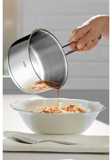 Nehir Silver Çelik 12 Cm Kapaksız Sosluk Tek Kulplu 18/10 Gri