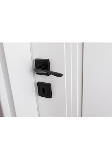 Siyah Kare Brawo Oda Kapı Kolu Ön - Arka Takım