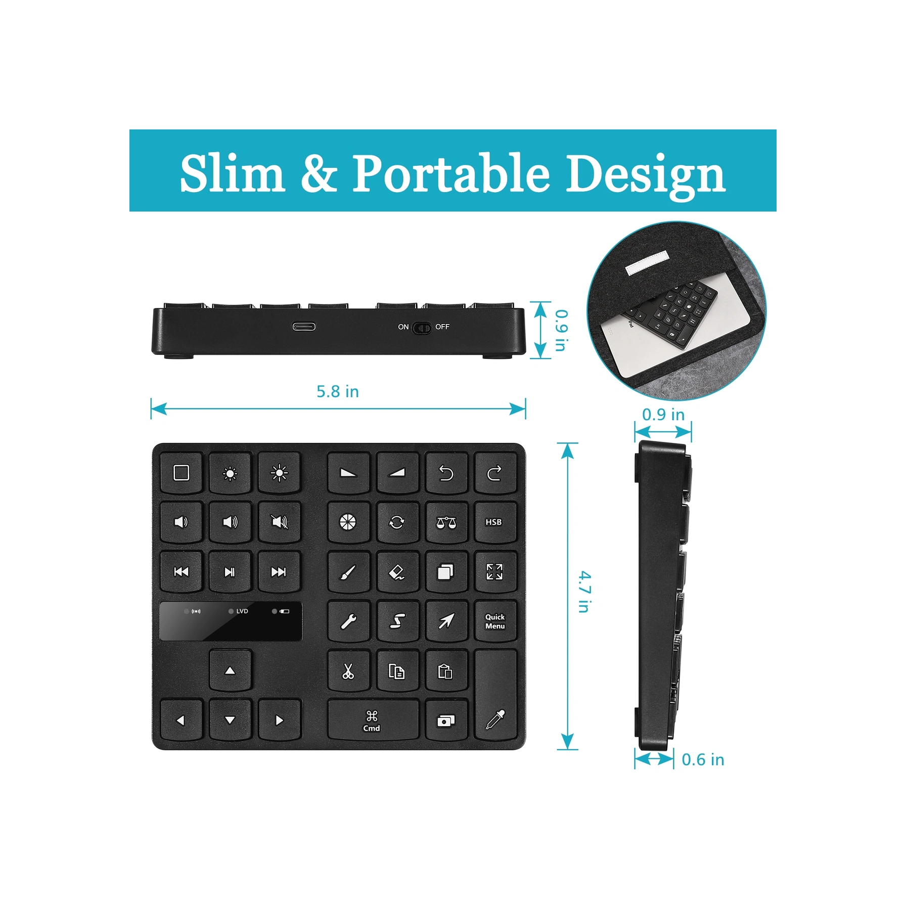 Sones 533 Bluetooth 5.0 Boyama Klavyesi 35 Tuşlu Tuş Takımı Kablosuz Dijital Klavye