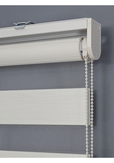 Ithal Bambu Ekru Bambu Stor Zebra Perde Eteği Düz Alüminyum Kasa Metal Ayak