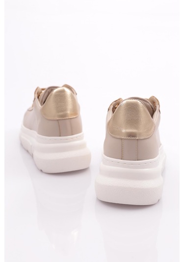 Dgn Es864 Kadin Kalin Kristal Taşli Sneakers Ayakkabi ES864-2007-R0152 Bej