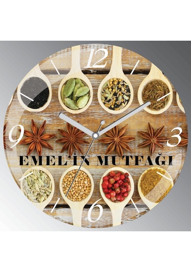 Kişiye Özel Emelin Mutfağı Bombeli Sessiz Duvar Saati Çok Renkli