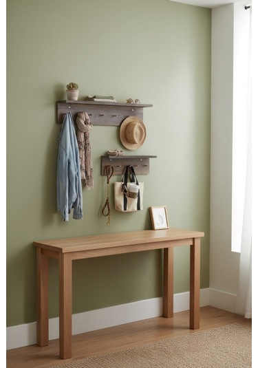 Ahşap Askılık Raflı 70x14 Ve 50x14 Mutfak, Antre, Banyo, Ofis, Mağaza, Çocuk Ve Yatak Odası Ceviz