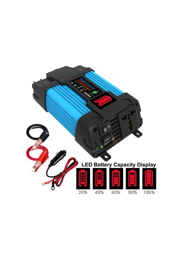 Dc12 V-ac220 V 300w Araç Dönüşüm İnvertörü Güç İnvertörü Led Akü Güç Göstergesi Çoklu Koruma İkili Şarj Usb Portları Kamp Seyahat İnvertörü