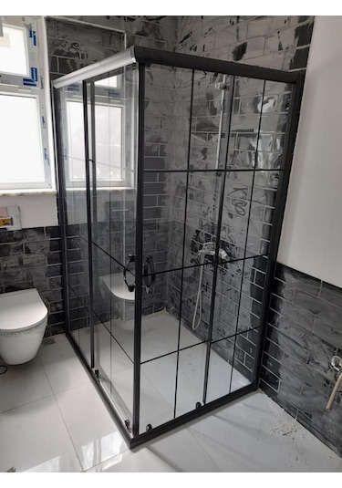 Nokta Duşakabin Teknesiz Kare Cam Duşakabin Karolaj Desenli Şeffaf