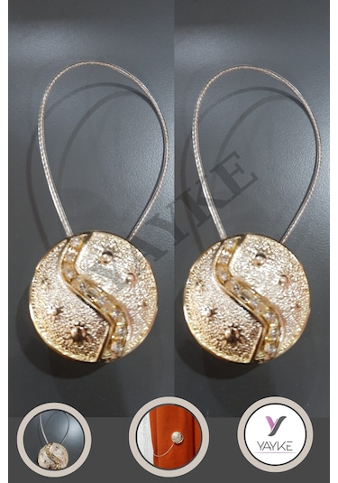 Yayke Perde Mandalı-mıknatıslı Perde Tutacağı Gold Güneş