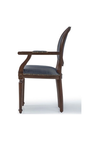 Madalyon Kolçaklı Ahşap Klasik Sandalye Ceviz - Gri