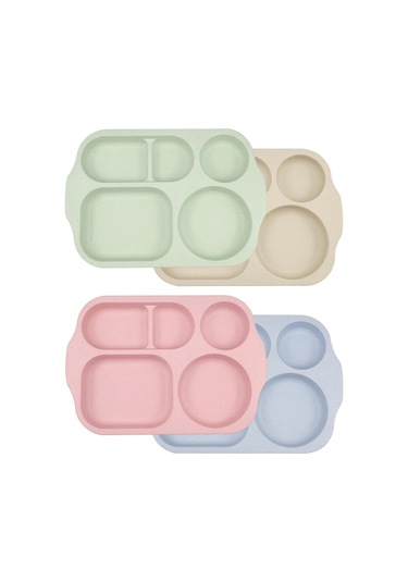 4 Parçalı Plastik Çocuk Tabağı, Ayırıcı Tabak, Kırılmaz Menü Tabağı