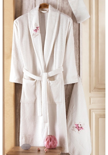 Güvenal Pamuxu 8 Parça Bornoz Seti Bornoz Takımı Çeyiz Seti 3 Kahverengi