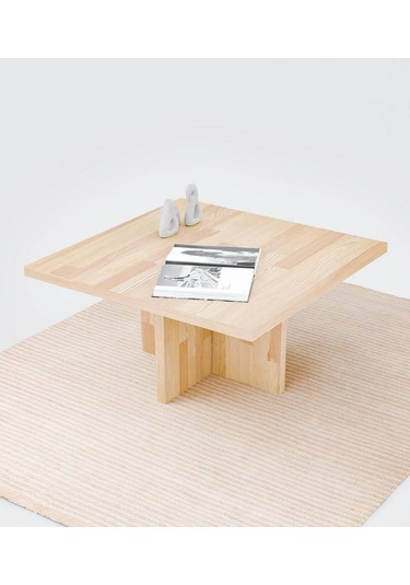 Ela Wood Working Masif Ağaç Kare Orta Sehpa 80 X 80 X 40 Naturel