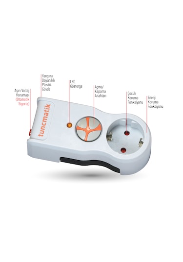 Tunçmatik Powersurge TSK5078 525J Akım Korumalı Tekli Priz Beyaz