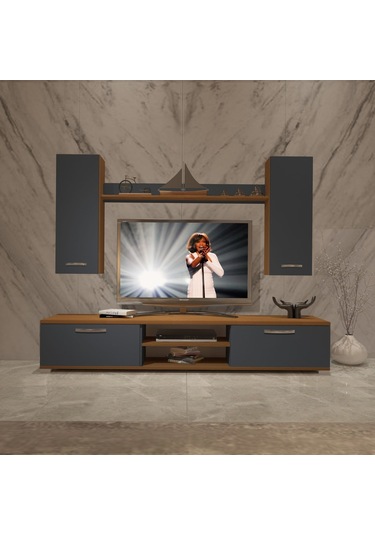 Decoraktiv Eko 7 Mdf Dvd Tv Ünitesi Tv Sehpası Ceviz - Antrasit