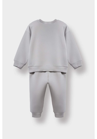 Defacto Erkek Bebek 2li Takım Basic Düz Sweatshirt Eşofman Altı E8430a525augr52 Gri