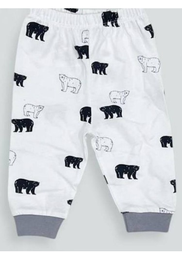 Erkek Bebek Desenli Pamuklu Pijama Takım-15341 Gri