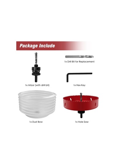 Toz Hazneli 6 İnç Delik Testeresi, 3/8 İnç Altıgen Şaftlı Mandrel Matkap Toz Haznesi