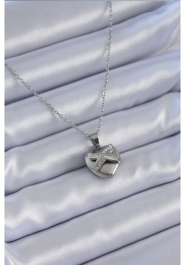 316l Çelik Gümüş Renk Zirkon Taşlı Kalp Model Kadın Kolye Diğer