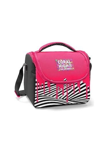 Coral High Kız Çocuk Beslenme Çantası - Thermo - Pembe Siyah Beyaz Boya Desenli Çok Renkli