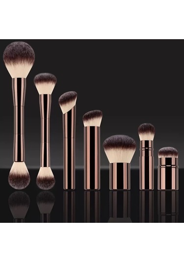 Honeybeeshop Kahve Makyaj Fırçası Seti 10 Parça Profesyonel Yumuşak Pudra Fondöten Fırçaları