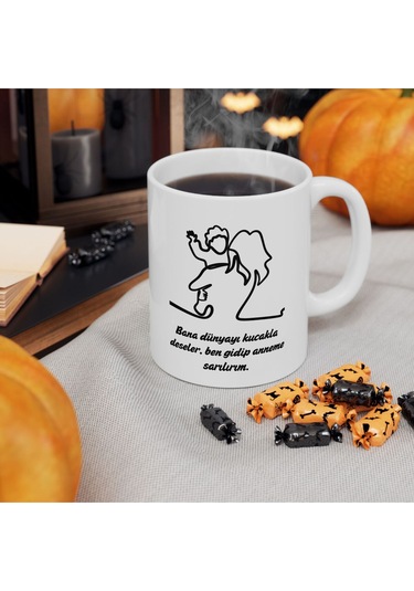 Anneler Günü - Doğum Günü Hediyesi - Hediye Porselen Kupa Bardak 6 Beyaz