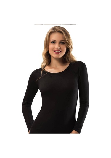 Kadın Kışlık Termal Sıcak Tutan Tayt Fanila Takım Set Siyah Siyah