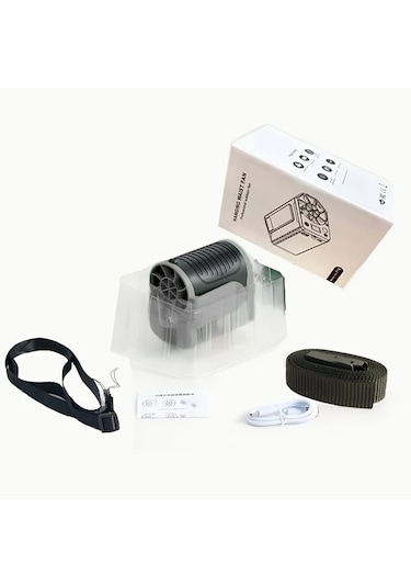 Motion003 15000mah Gri Pil Güç Bankası Taşınabilir Bel Fanı Usb Şarjlı Dış Mekan Soğutma Fanı 7 Hız Ayarı