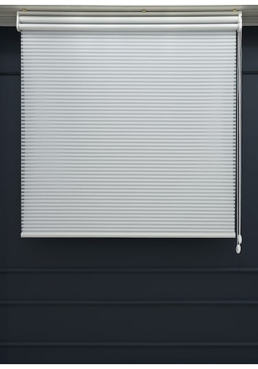 Çift Mekanizmalı Jaluzi Görünümlü Tül+stor Güneşlik Perde Çiftli Sistem - 2 Perde Tek Ürün Beyaz-düz